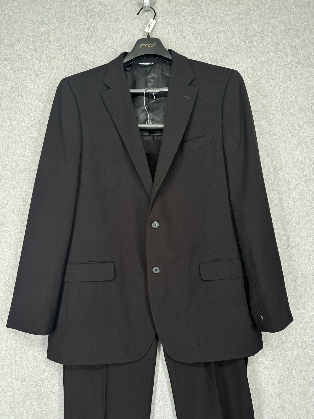 NAUTICA Suit Mens Size 44L 38x32 2-Piece Black Solid Modern Fit Bi Stretch