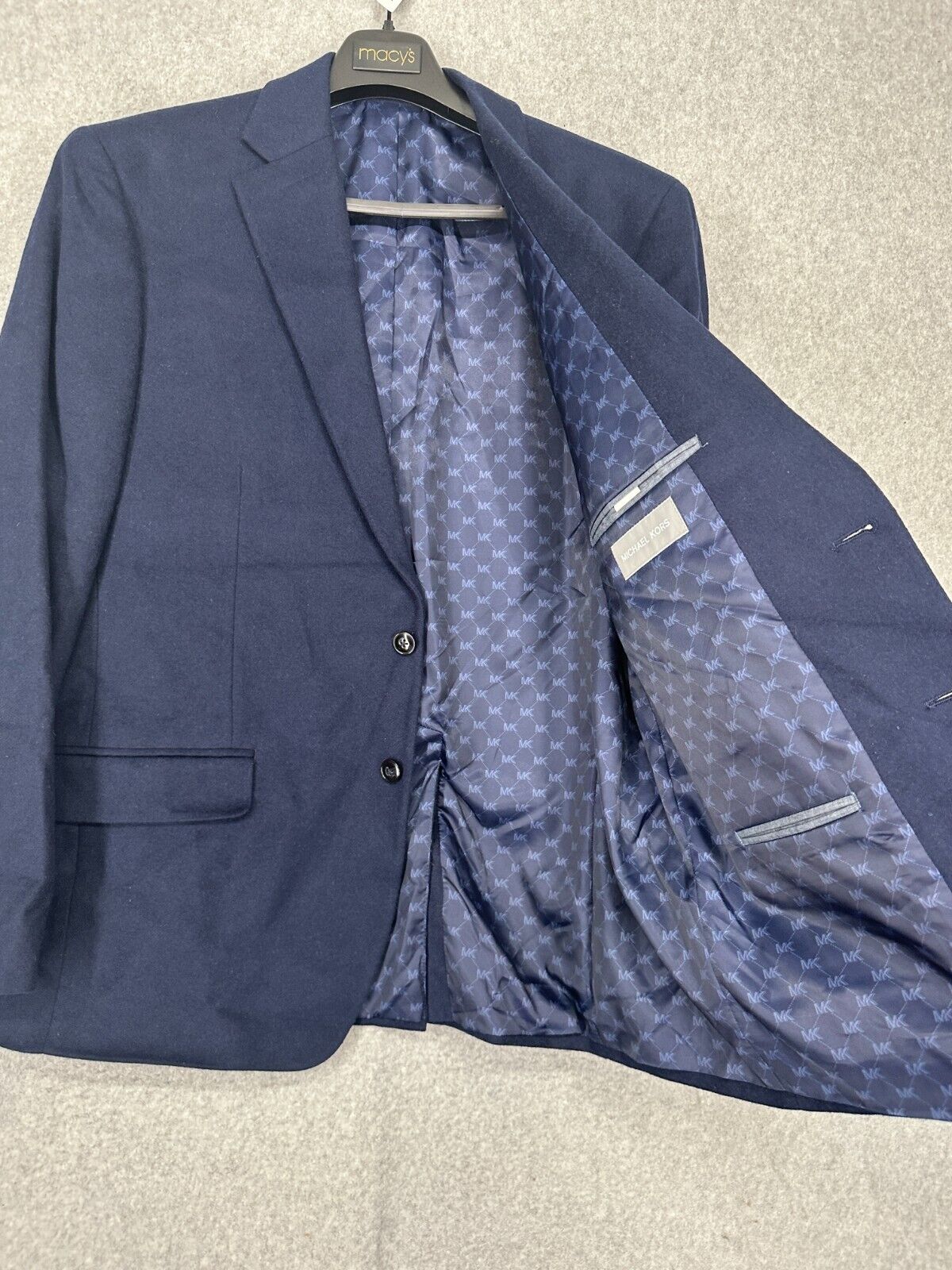 MICHAEL KORS Sport Coat Mens Size 44R Bright Navy Wool Silk Cashmere Classic Fit