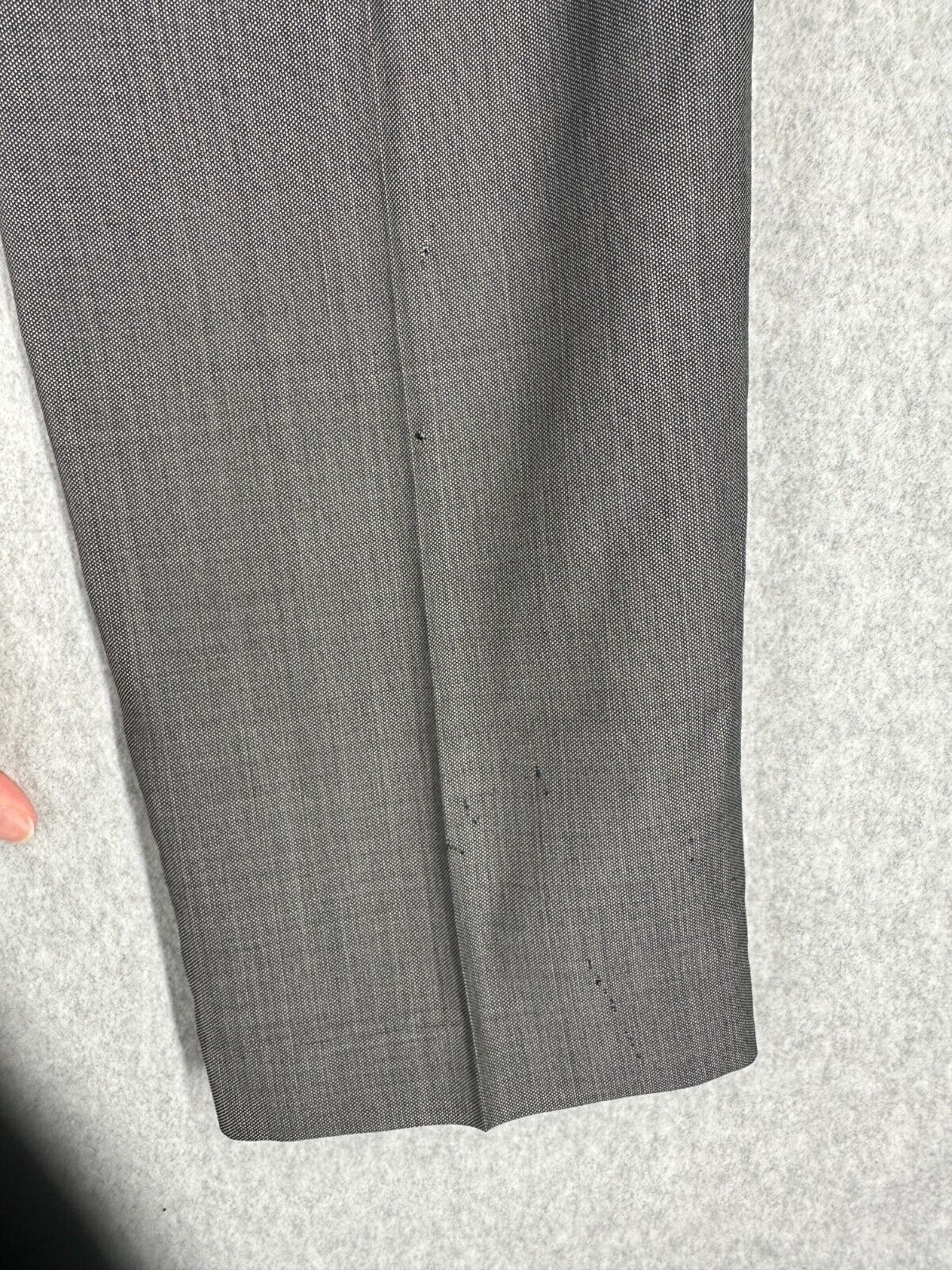 Calvin Klein Dress Pants Mens Size 36x34 Dark Gray 100% Wool WATCH! FLAW