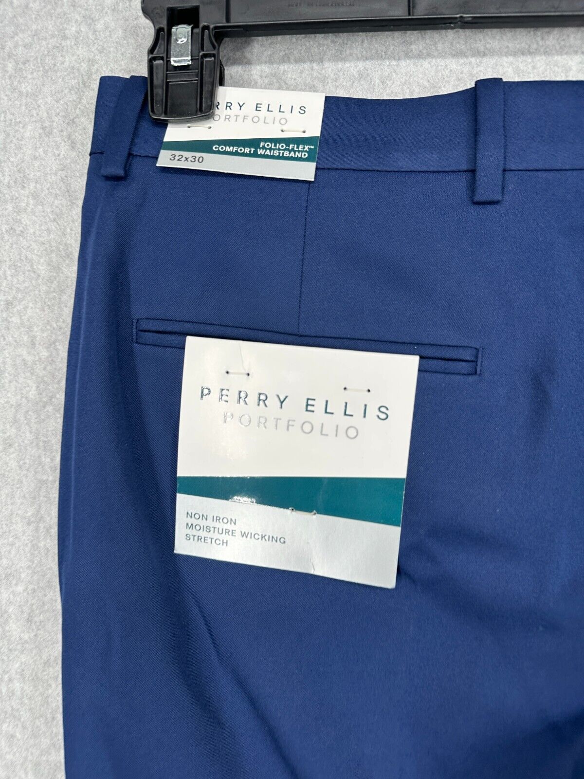 Perry Ellis Dress Pants Mens Size 32x30 Blue Folio-Flex Modern Fit