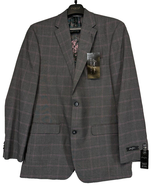 SEAN JOHN Suit Jacket Size 40L Gray Purple Plaid Classic Fit Stretch NWT $360