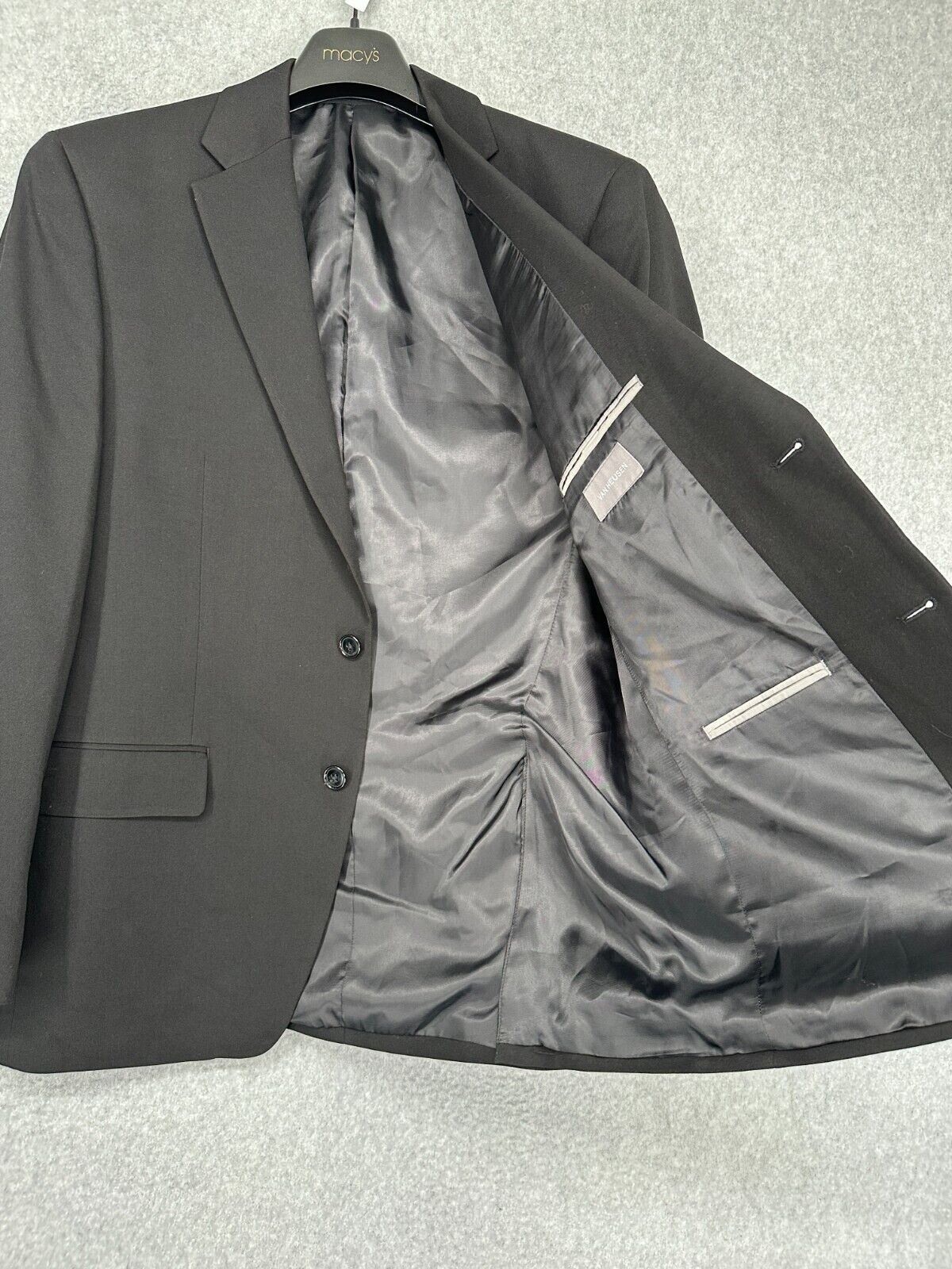 VAN HEUSEN Suit Jacket Mens Size 40R Deep Black Slim Fit Flex NWT