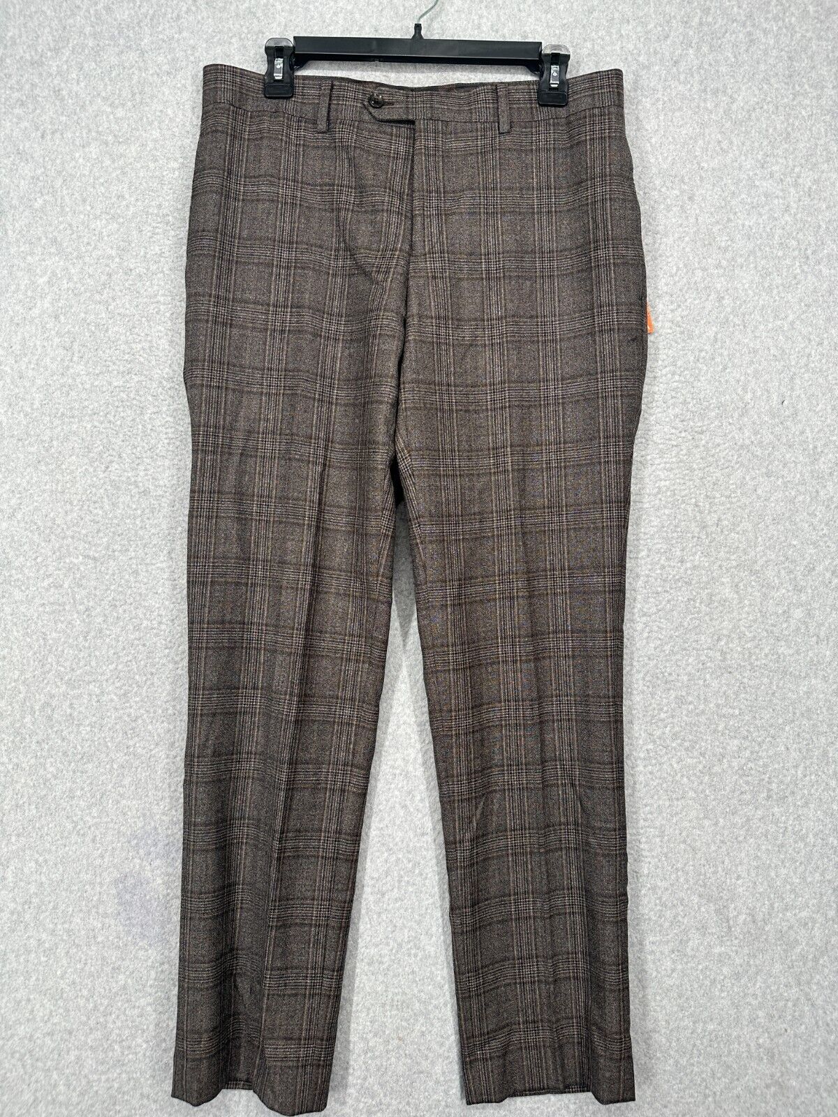 TALLIA Suit Mens Size 36S 30x30 2-Piece Brown Plaid Slim Fit Wool Blend NWT $600