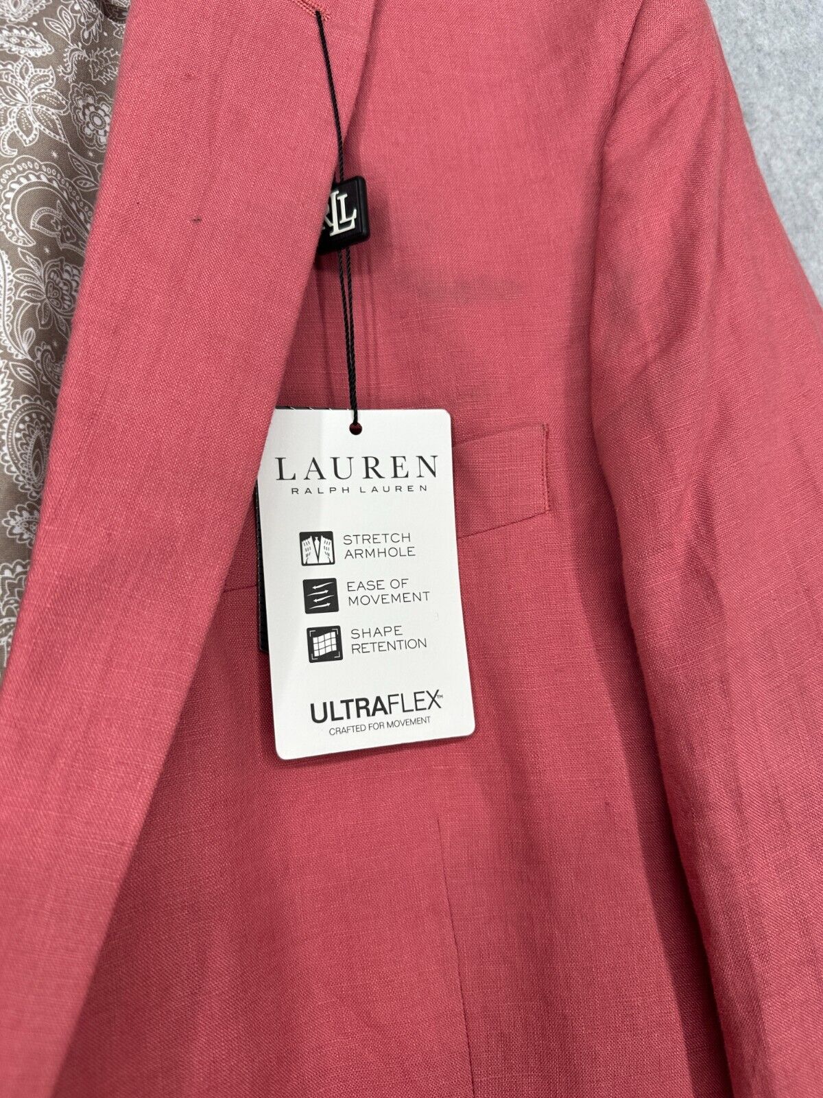 Lauren Ralph Lauren Sport Coat Size 42R Red UltraFlex Classic Fit Linen NWT