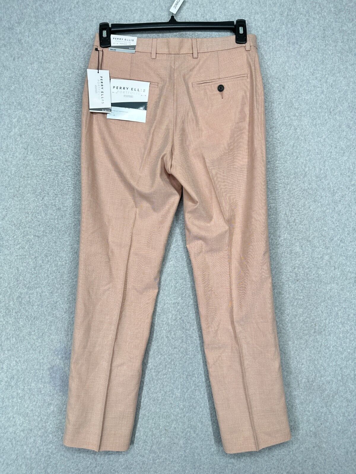 Perry Ellis Dress Pants Mens Size 30x30 Salmon Pink Plaid Slim Fit Tapered NWT