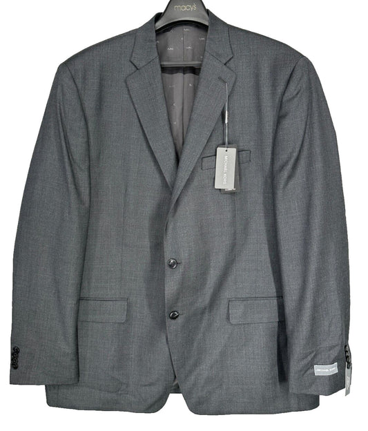 MICHAEL KORS Suit Jacket Size 48L Gray Classic Fit Wool Blend Stretch NWT $450