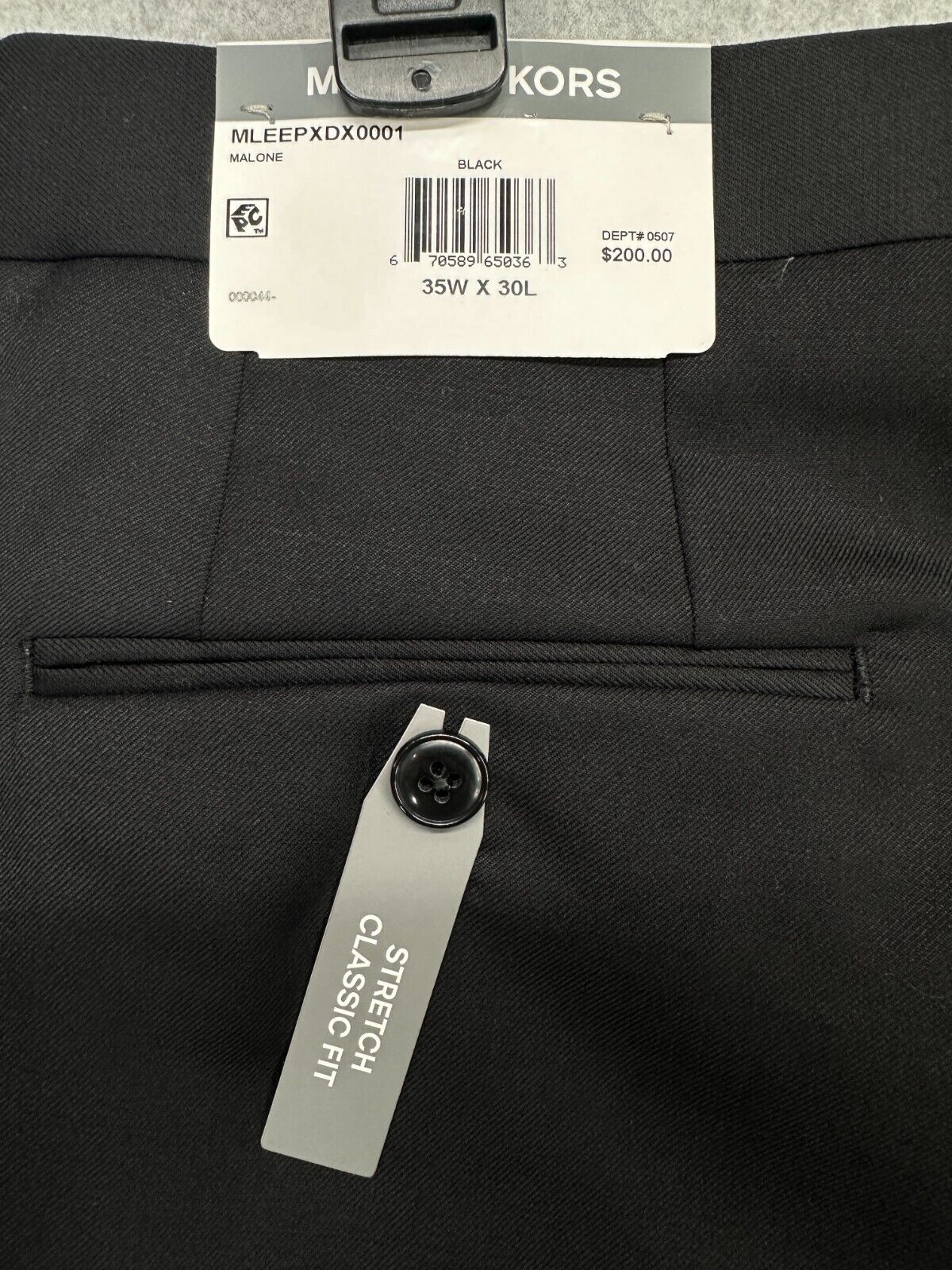 Michael Kors Suit Pants Mens Size 35x30 Black Classic Fit Wool Blend NWT