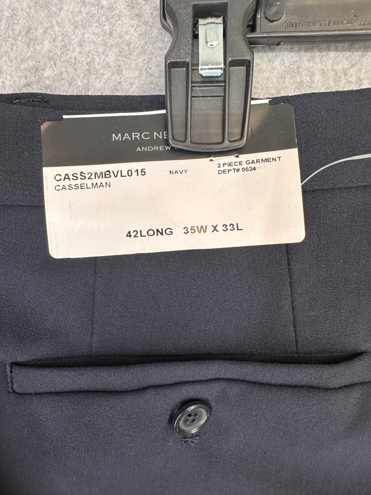 Marc New York Mens Suit Pants 35x33 Navy Blue Solid Modern Fit Tapered Leg NWT