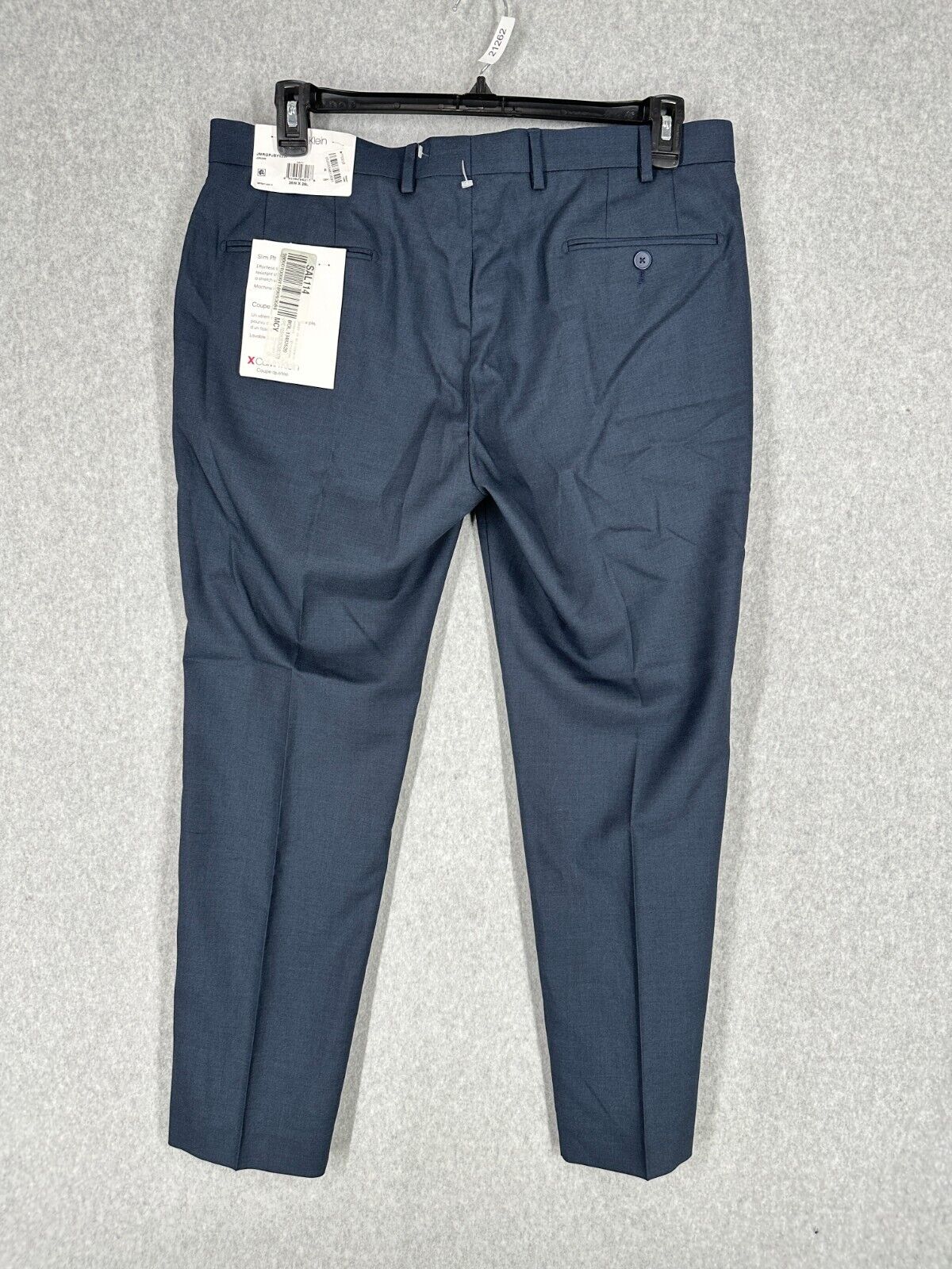 Calvin Klein Dress Pants Mens Size 36x29 Navy Solid Slim Fit Performance NWT