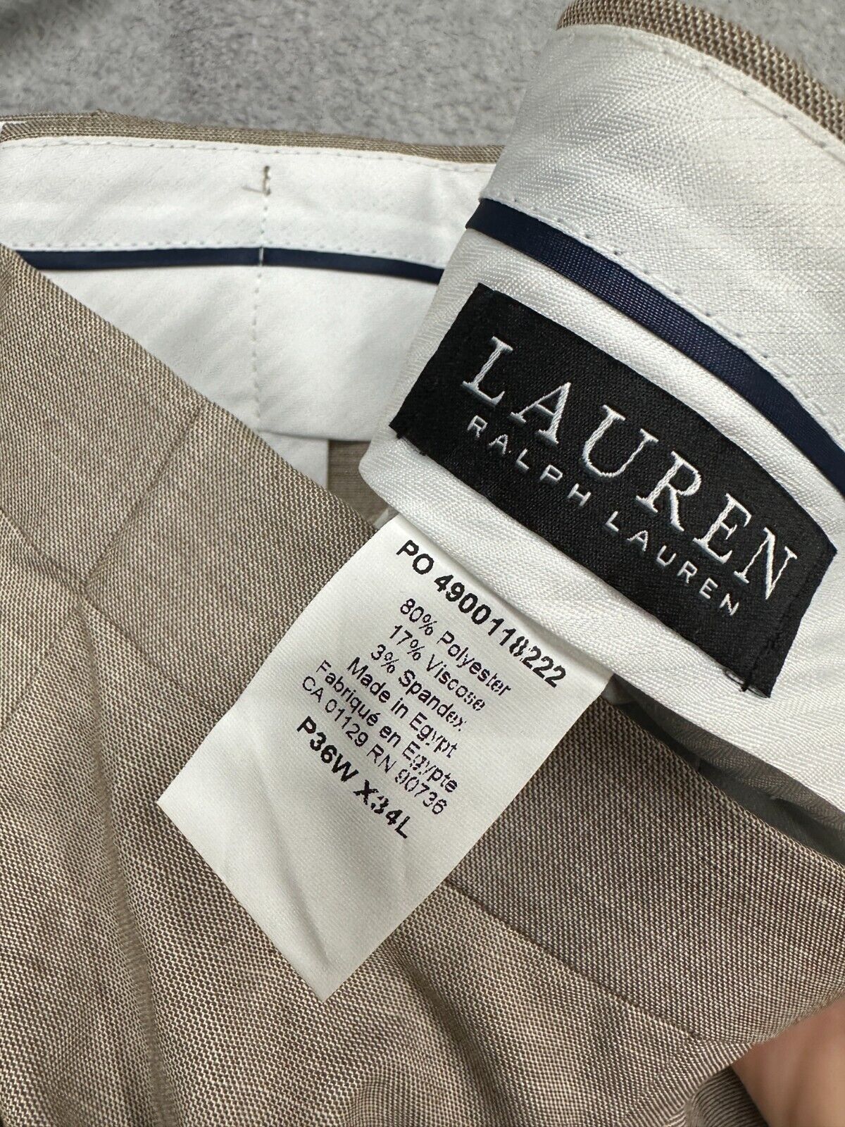 Lauren Ralph Lauren Dress Pants Mens Size 36x34 Light Brown Sharkskin Classic