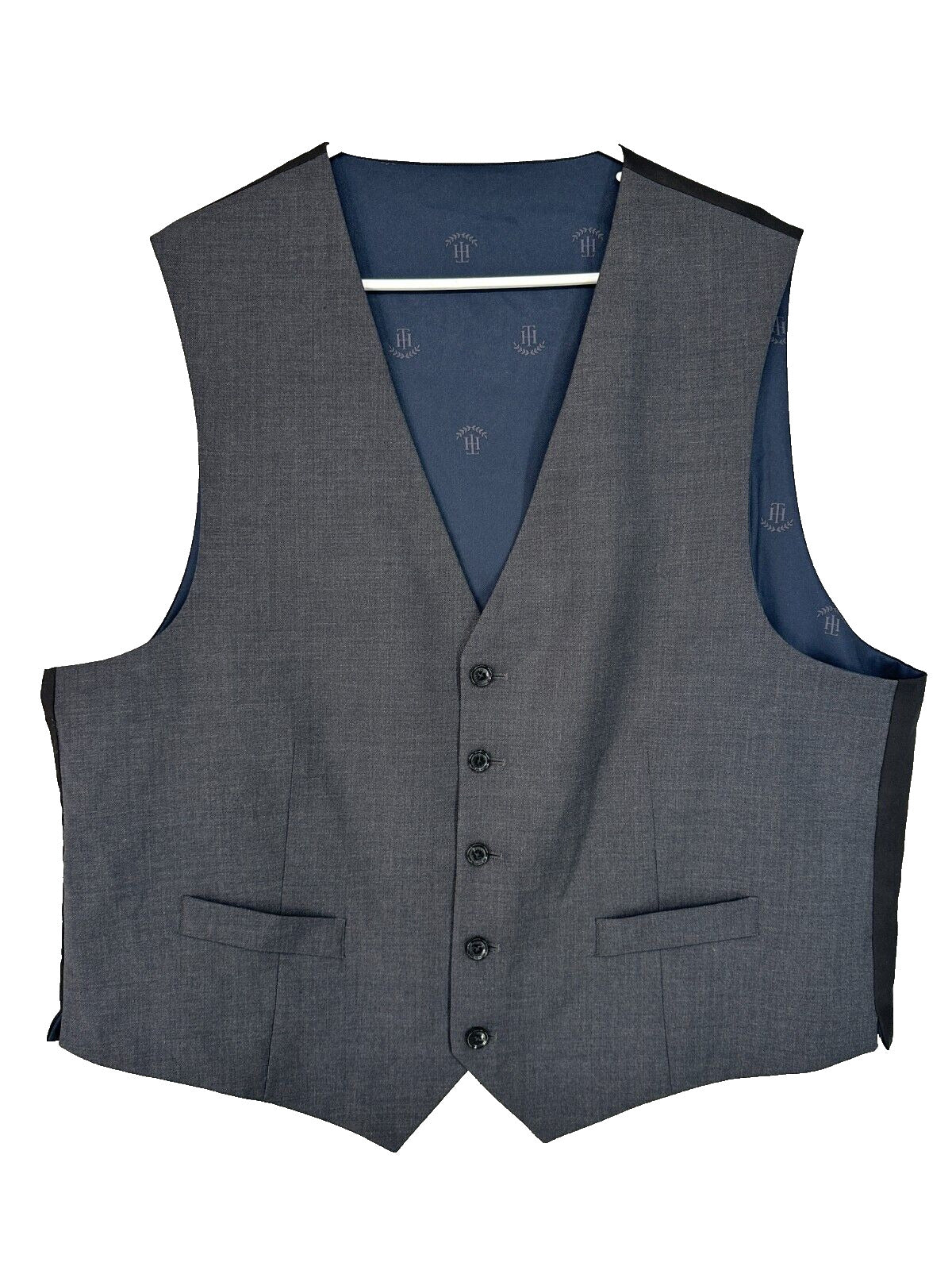 TOMMY HILFIGER Suit Vest Mens Size XL Charcoal Modern Fit Wool TH-Flex NWOT